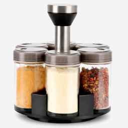 Organizer na przyprawy obrotowy - szklane pojemniki 6 szt.