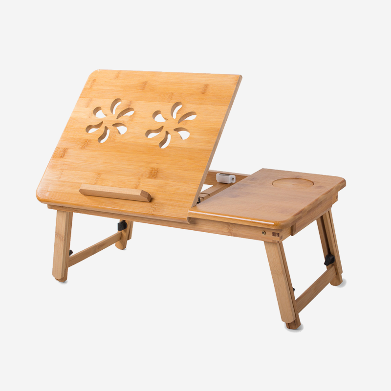 Bambusowy stolik pod laptopa - regulowany, składany